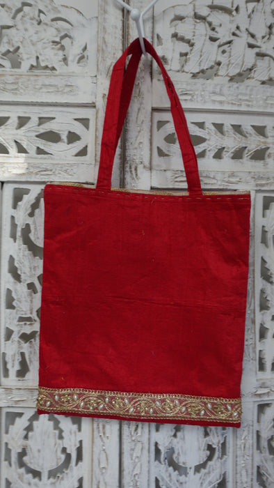 Small Red Raw Silk Effect Bag