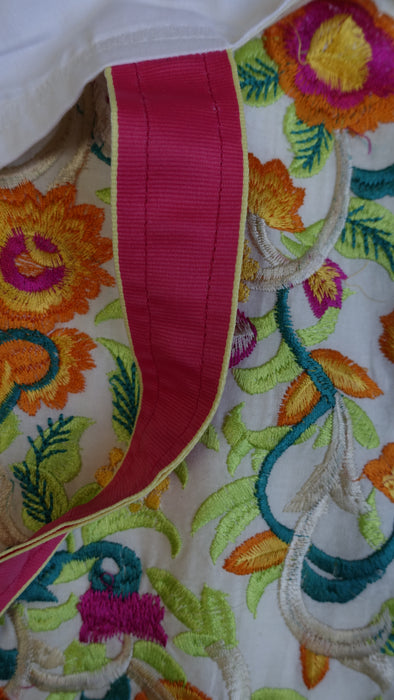 Cream Embroidered Extra Large Tote Bag