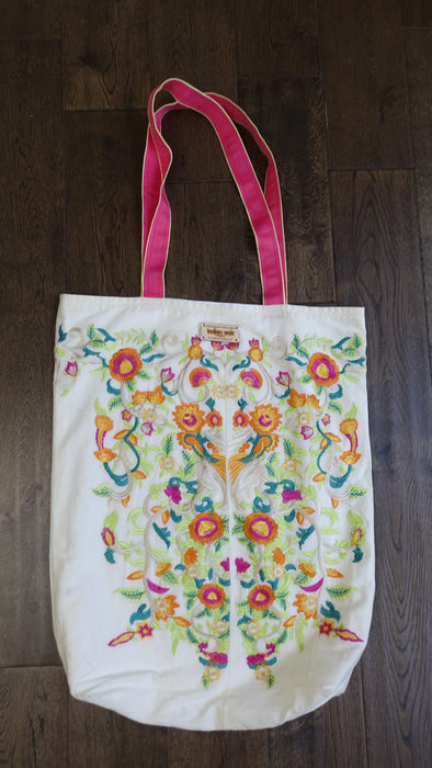 Cream Embroidered Extra Large Tote Bag