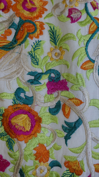 Cream Embroidered Extra Large Tote Bag