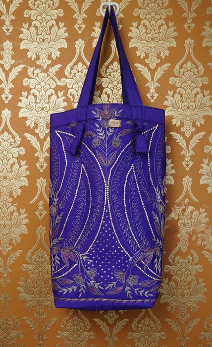 Purple Pure Silk Vintage Embroidered Small Bag