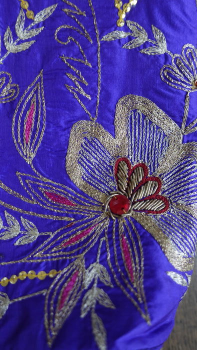 Purple Pure Silk Vintage Embroidered Small Bag