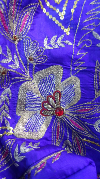 Purple Pure Silk Vintage Embroidered Small Bag