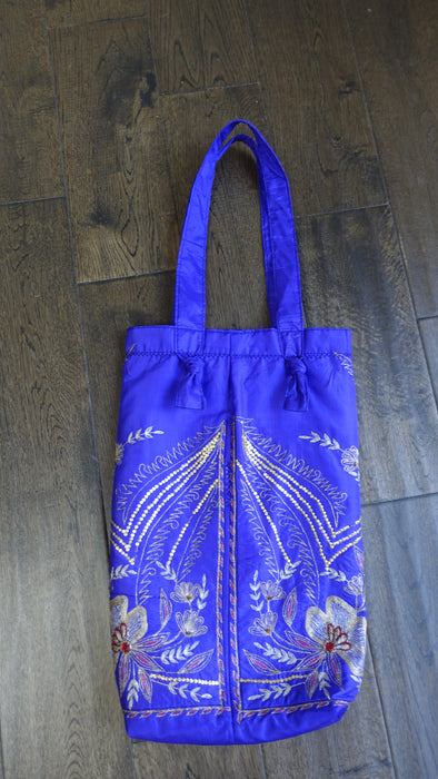 Purple Pure Silk Vintage Embroidered Small Bag