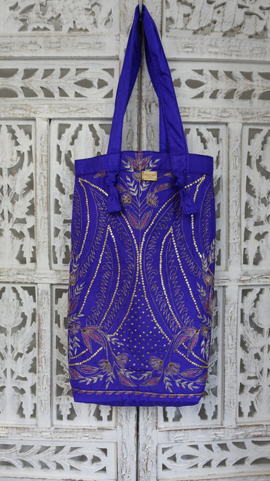 Purple Pure Silk Vintage Embroidered Small Bag