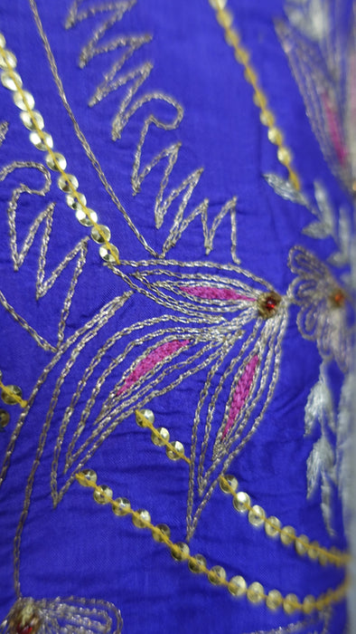 Purple Pure Silk Vintage Embroidered Small Bag