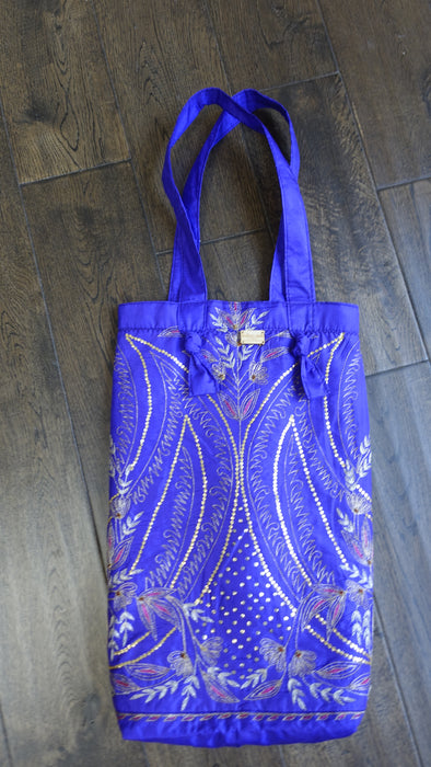 Purple Pure Silk Vintage Embroidered Small Bag