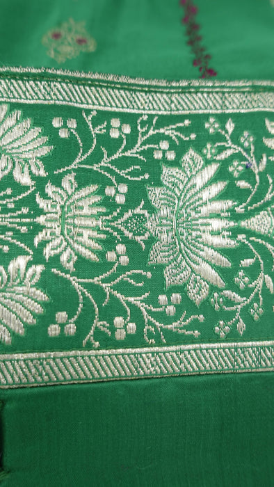 Green Banarsi Brocade Silk Tote Bag