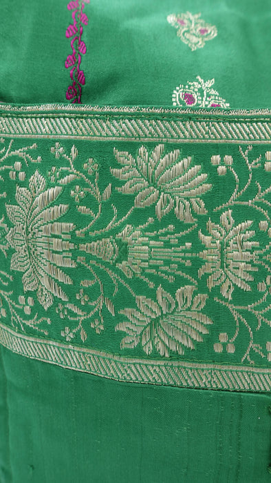 Green Banarsi Brocade Silk Tote Bag