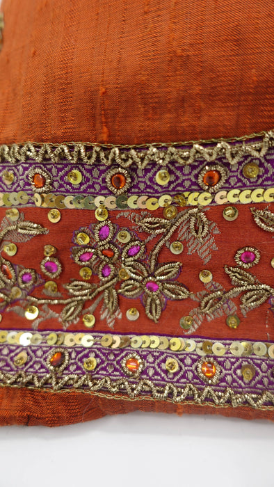 Rust Silk Small Raw Silk Bag