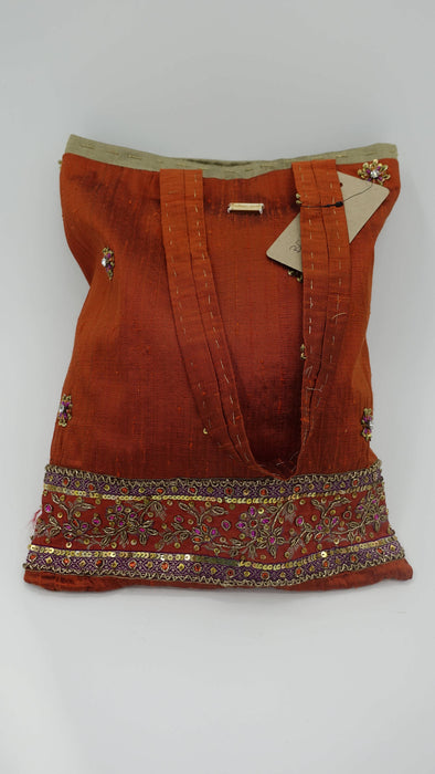 Rust Silk Small Raw Silk Bag