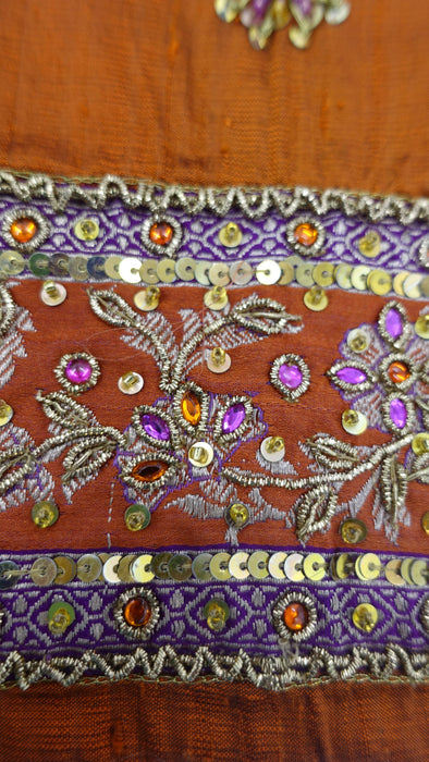 Rust Silk Small Raw Silk Bag