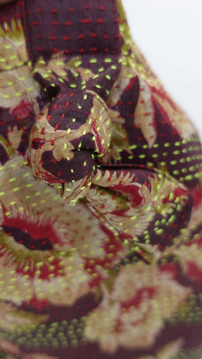 Dark Plum Kantha Silk Unlined Bag