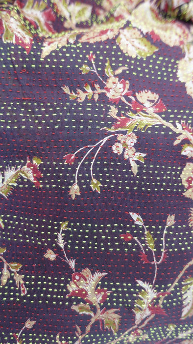 Dark Plum Kantha Silk Unlined Bag