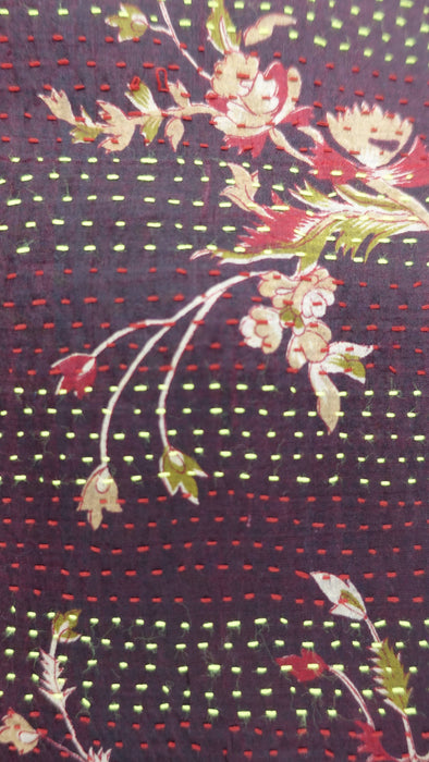 Dark Plum Kantha Silk Unlined Bag