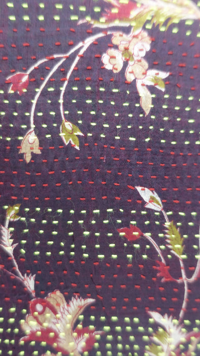 Dark Plum Kantha Silk Unlined Bag