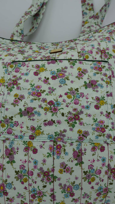 Light Green Floral Cotton Tote Bag
