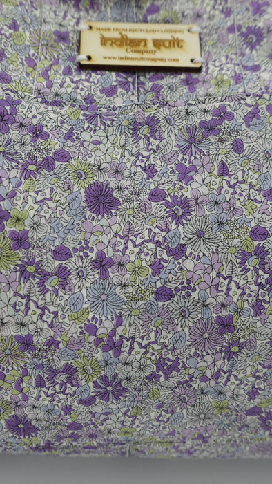 Light Purple Floral Print Cotton Tote Bag