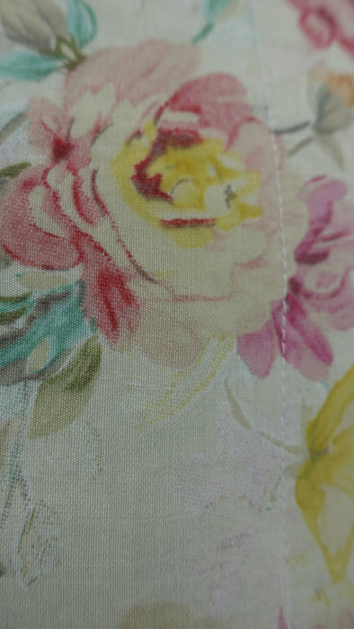Cream Floral Print Tote Bag With Jade Lining