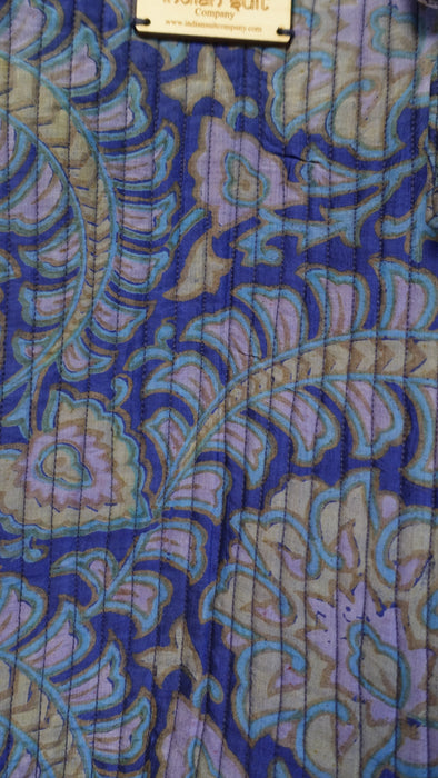 Blue Vintage Silk Quilted Tote Bag Add Text