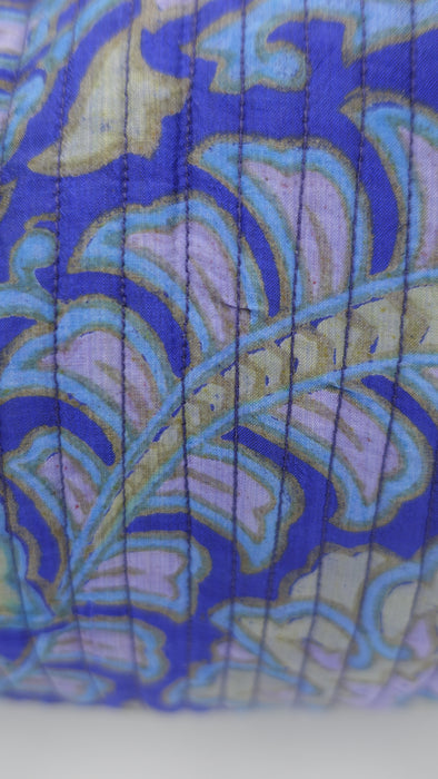 Blue Vintage Silk Quilted Tote Bag Add Text