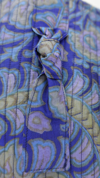 Blue Vintage Silk Quilted Tote Bag Add Text