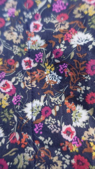 Dark Blue Cotton Floral Large Tote Bag