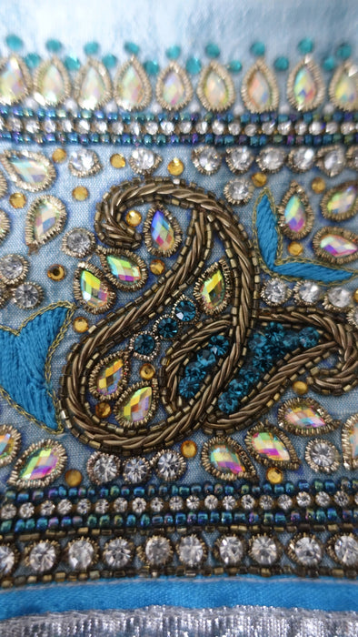 Pale Blue Raw Silk Heavy Embellished Bag
