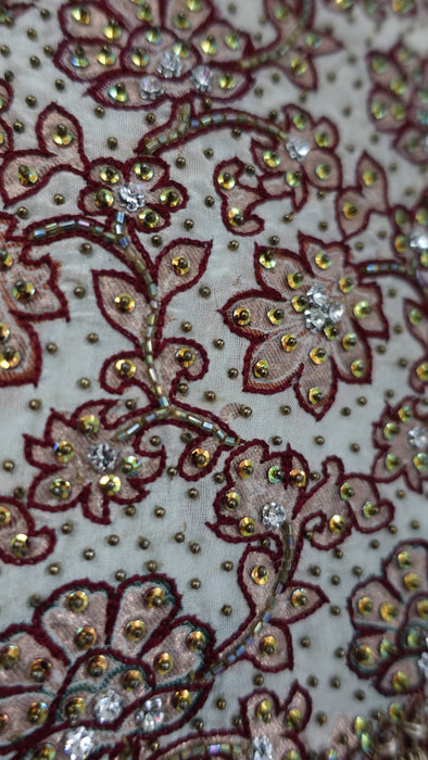 Cream Brocade Silk With Diamante Stonework Tote Bag Add Description