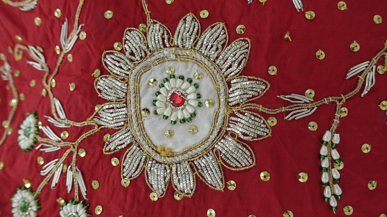 Red Vintage Pure Silk Large Bag
