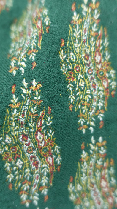Dark Green Woven Wool Tote Bag