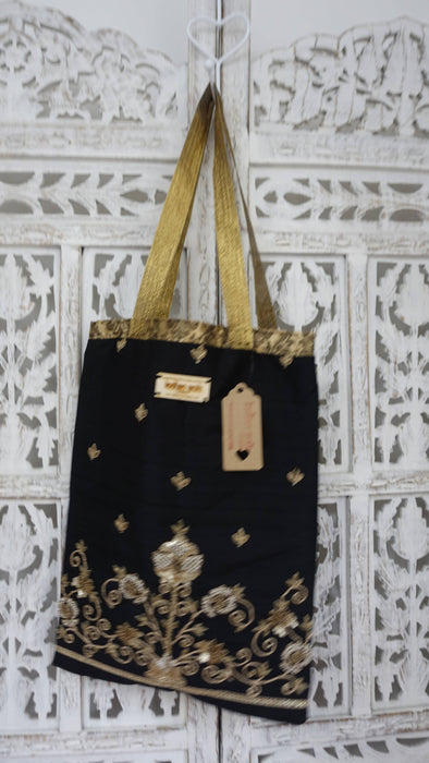 Black Raw Silk Bag