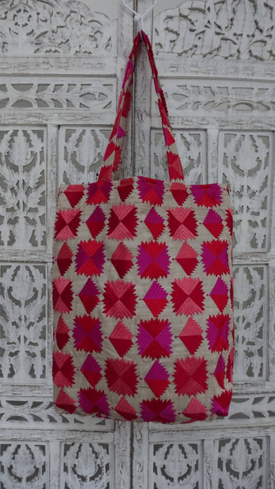 Phulkari Tissue Silk Tote Bag