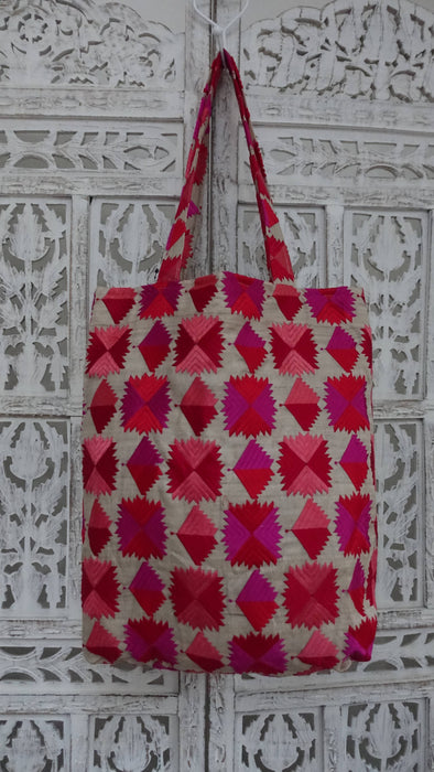Phulkari Tissue Silk Tote Bag