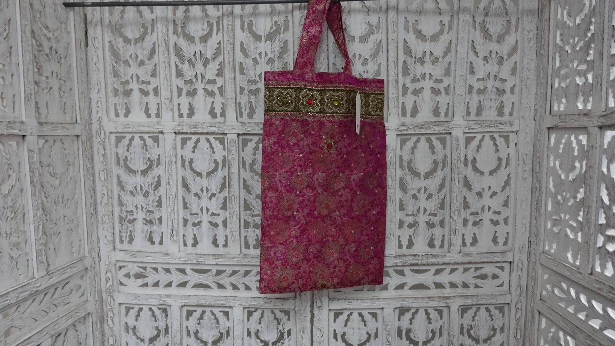 Pink Brocade And Lime Gift Bag