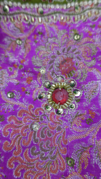 Pink Brocade And Lime Gift Bag