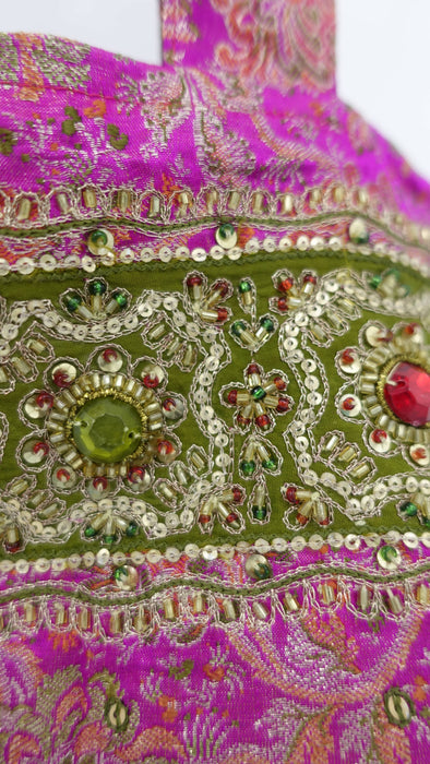 Pink Brocade And Lime Gift Bag