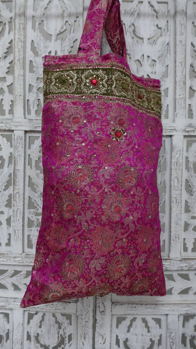 Pink Brocade And Lime Gift Bag