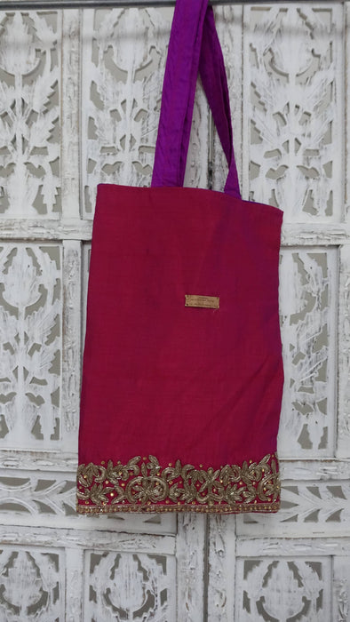 Pink Tote Bag With 2 Tone Purple Lining