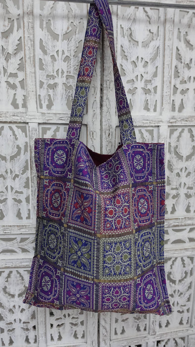Blue Bandhani Embellished Tote Bag