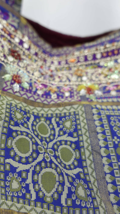Blue Bandhani Embellished Tote Bag