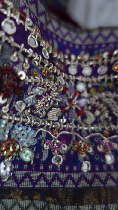Blue Bandhani Embellished Tote Bag