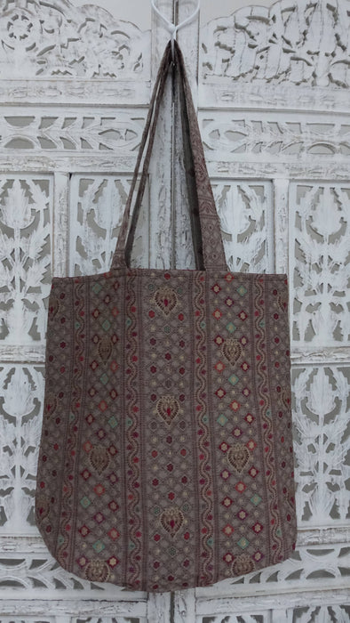 Beige Paisely Woven Tote Bag