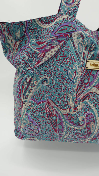 Blue Printed Cotton Extra Large Tote Bag
