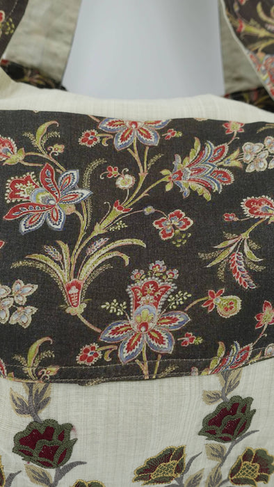 Floral Embroidered Tissue Silk Tote Bag