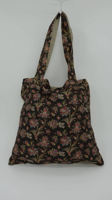 Floral Embroidered Tissue Silk Tote Bag