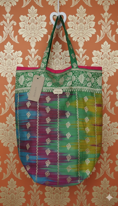 Lehriya Banarsi Brocade Tote Bag