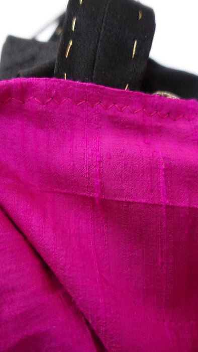 Black Raw Silk Zardosi Worked Tote Bag