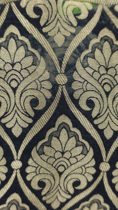 Black Floral Chanderi Silk Tote Bag