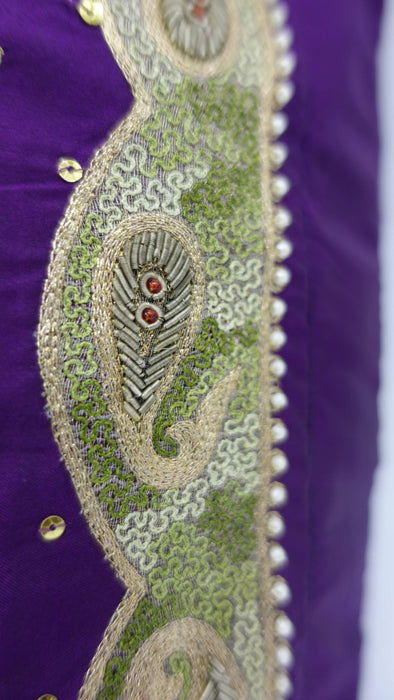 Plum Vintage Silk Embellished Tote Bag